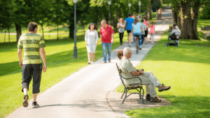 people walking in a park