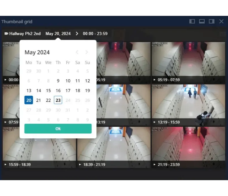 date selection to playback footage on IFOVEA, a cloud-based VMS platform