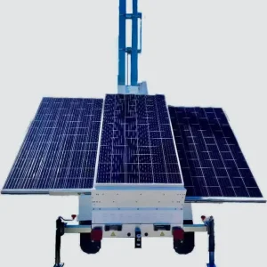 2M Technology 2MVSC-4000C solar security camera trailer with 3 solar panels